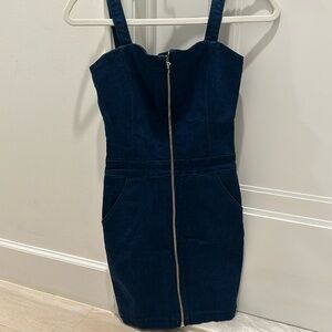 Denim zipper mini dress